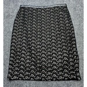 Diane Von Furstenberg Skirt 10 Black‎ Floral Lace Pencil Lined Elegant Luxury
